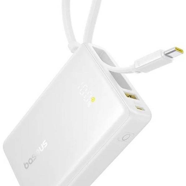 PowerBank Picogo c/ Ecrã Digital10000mAh 45W c/ Cabo USB - C (Branco) - BASEUS