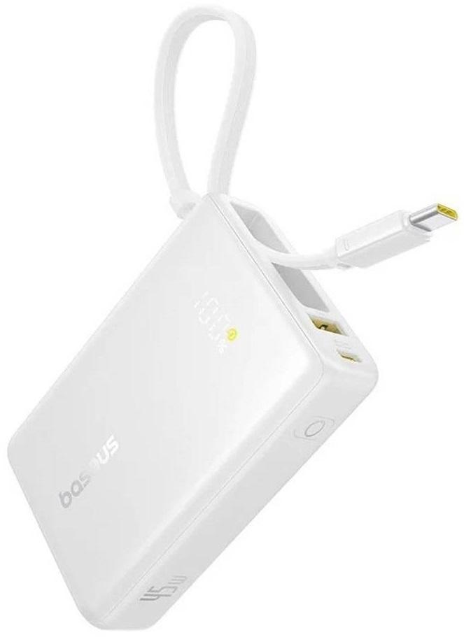 PowerBank Picogo c/ Ecrã Digital10000mAh 45W c/ Cabo USB - C (Branco) - BASEUS