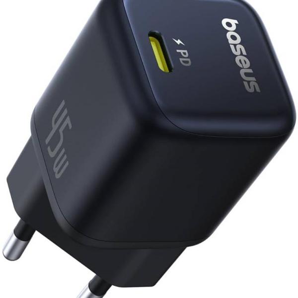 Carregador PicoGo GaN Fast Charger Ultra - Mini USB - C 45W (Preto) - BASEUS