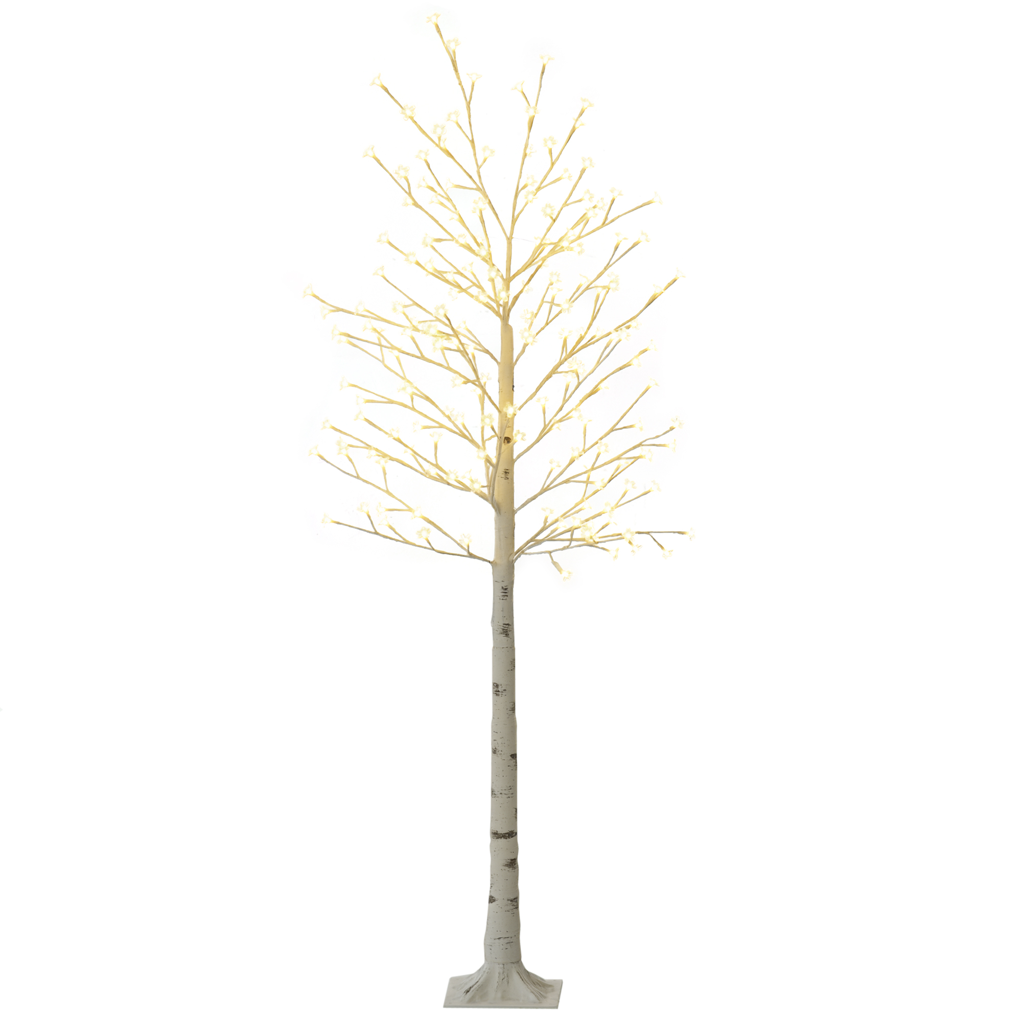 Árvore Cerejeira com 180 Luzes LED IP4 Banco Quente com Luz Ajustável em 3 Modos 21,5x21,5x180cm Branco