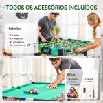Mesa de Jogos 6 em 1 Dobrável Bilhar Matraquilho Ping Pong Lançamento de Anéis Hóquei com Bastão e Hóquei com Discos 118x104x71cm Multicor