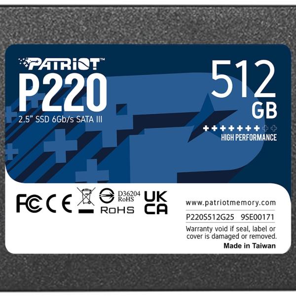 Disco SSD P220 2,5 512GB Serial ATA III - PATRIOT MEMORY