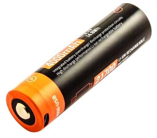 Pilha Recarregável 21700 3,7V 4000mAh c/ Porta de Carregamento micro - USB