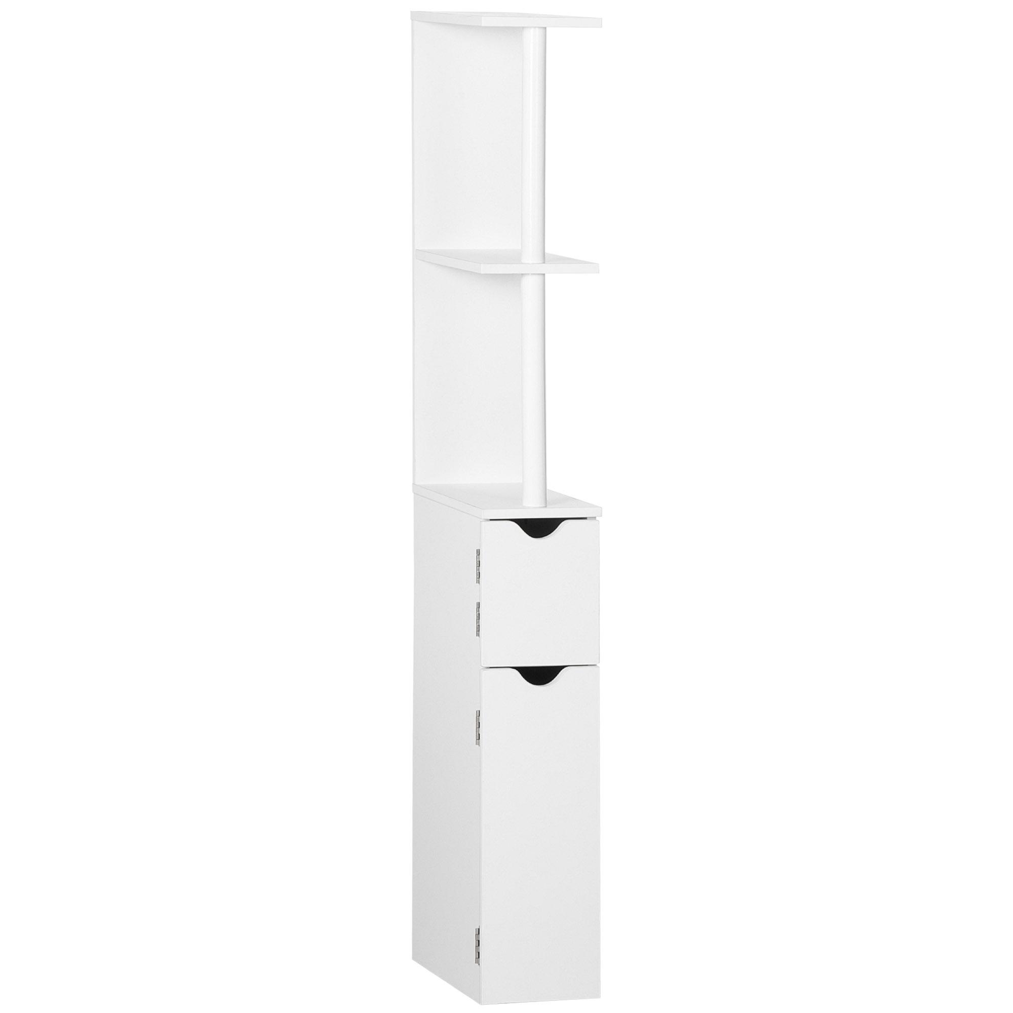Coluna Casa de Banho com 2 Portas e 2 Prateleiras Armário Alto para Casa de Banho Estilo Moderno 15,2x29,8x118cm Branco