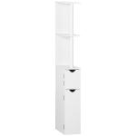 Coluna Casa de Banho com 2 Portas e 2 Prateleiras Armário Alto para Casa de Banho Estilo Moderno 15,2x29,8x118cm Branco