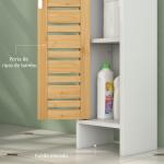 Coluna Casa de Banho Moderna Móvel Auxiliar Casa de Banho com Suporte para Papel Higiénico 21x17x78 cm Branco e Madeira