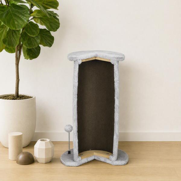 Poste de Arranhar para Gatos 58 cm Arranhador para Gatos com Poste de Sisal e Bolas Suspensas 34x25,5x58 cm Cinza