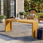 Banco de Jardim em Madeira de 2 Lugares 110 cm com Assento de Ripas Suporta 240 kg Madeira