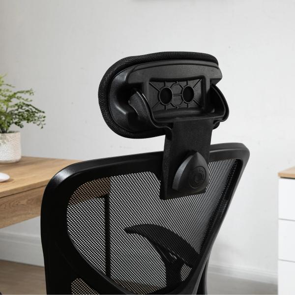Cadeira de Escritório Ergonômica Cadeira de Escritório Giratória com Altura Ajustável Função Reclinável Apoio para a Cabeça e Suporte Lombar 65x67x108 - 118cm Preto