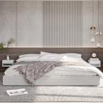 Conjunto de 2 Mesas de Cabeceira Flutuantes Mesas de Cabeceira com Gaveta para Dormitório 37x32x21 cm Branco Brilhante