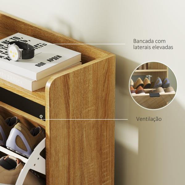 Sapateira Estreita com 4 Portas Sapateira para Entrada com Prateleiras Ajustáveis para 16 Pares de Sapatos 120x23,5x95,5 cm Madeira