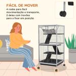 Gaiola para Roedores 52x52x113,5 cm Gaiola para Furões com Rodas 2 Portas 3 Rampas Rede Suspensa e Bandeja Removível Branco