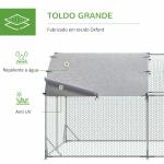 Galinheiro para Exterior para 6 - 12 Galinhas de Aço Galvanizado com Teto de Tecido Oxford 2,8x3,8x1,97m Prata