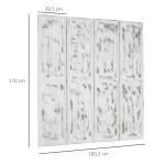 Biombo Dobrável de 4 Painéis Separador de Ambientes Elegante para Dormitórios Sala de Estar 160,5x170cm Branco Rústico