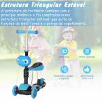 Trotinete 5 em 1 para Crianças com 3 Rodas Assento Removível e Guiador Ajustável Carga Máxima 50 kg 62x25x72,5 cm Azul