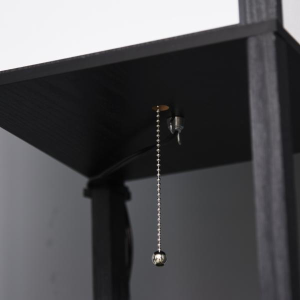 Candeeiro de Pé de Madeira com Prateleira Suporte para Lâmpada E27 Candeeiro Moderno 26x26x156 cm Preto e Branco