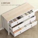 Cómoda de 6 Gavetas Cómoda para Dormitório com Puxadores de PU 120x40x78 cm Branco