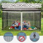 4 painéis laterais 335x207 cm para tenda de jardim com mosquiteira zíperes e anéis preto