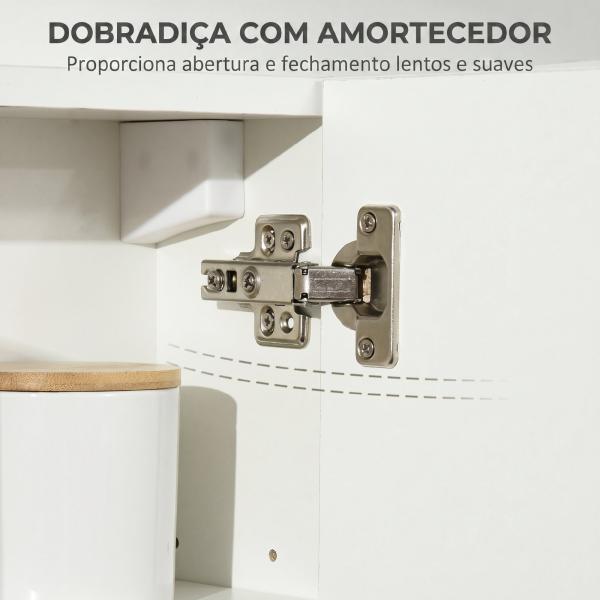 Armário de Casa de Banho com Espelho, 2 Portas e Prateleiras Ajustáveis, 48x15x45 cm, Branco