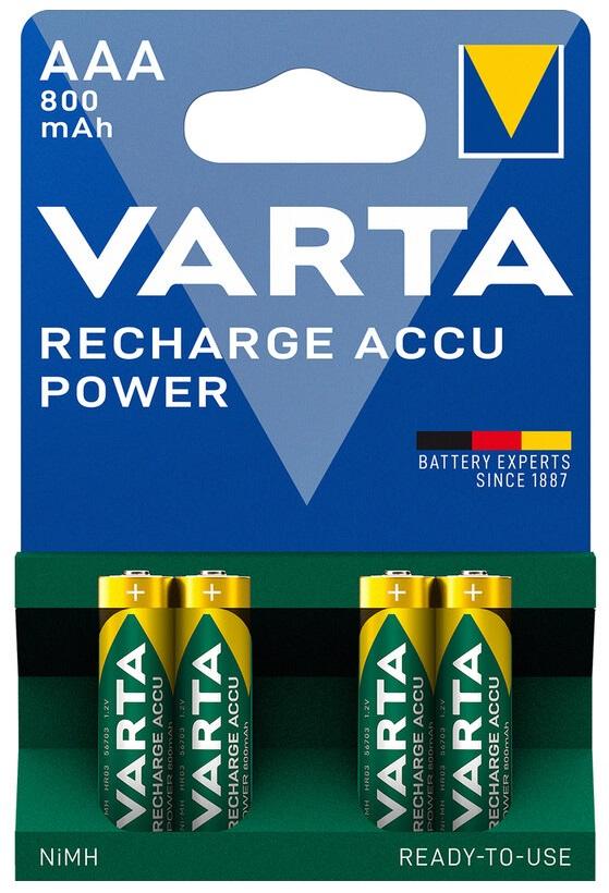 Blister 4x Pilhas Recarregáveis R03 / AAA (Micro) 800mAh - VARTA