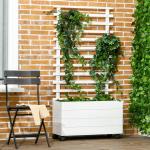 Floreira com Treliça de Madeira Maciça com 4 Rodas e Malha Geotêxtil para Cultivos de Plantas Flores 76x30x155 cm Branco