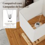Candeeiro de Mesa com Portas USB - A/C Três Ranhuras para Telemóveis Base de Madeira e Ecrã de Tecido E27 40W 25x20x40,5 cm Branco