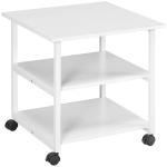 Suporte para Impressora de 3 Níveis com Rodas e Prateleiras de Arrumação 50x50x52,5 cm Branco