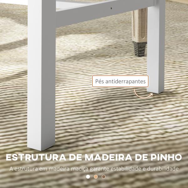 Conjunto de 2 Cadeiras de Sala de Jantar com Encosto de Ripas Estrutura de Madeira de Pinho 38,5x47,5x99 cm Branco