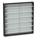 Vitrina de Parede em Madeira com Prateleiras Ajustáveis e 2 Portas Deslizantes de Vidro 80x9,5x83 cm Preto