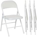 Conjunto de 4 Cadeiras Dobráveis com Encosto e Estrutura de Aço para Sala de Estar escritório Estúdio 45x46x78 cm Branco