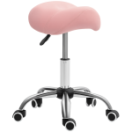 Banco com Rodas Giratório com Altura Ajustável Cosmético Dentista Cabeleireiro 52x53x49 - 61 cm Rosa