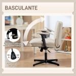 Cadeira de Escritório com Apoios de Braço Rebatíveis Assento Altura Ajustável Função Basculante 76x70x85 - 97 cm Creme