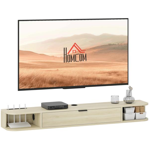 Móvel de TV Suspenso com Orifício para Cabos Estilo Moderno para Televisão 60 Polegadas 140x24x16 cm Madeira