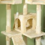 Árvore Arranhador para Gatos Grande 49x49x173 cm com Múltiplos Níveis Cavernas Brinquedos Suspensos Centro de Atividades de Sisal Bege