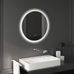Espelho Casa de Banho Redondo com Luzes LED 70x70 cm Função Antiembaciamento 3 Luzes Função de Memória e Interruptor Tátil Prata