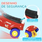 Carro Andador para Crianças com Desenho de Camião de Bombeiros 3 Luzes Música e Compartimento de Arrumação 49x24x42 cm Vermelho