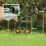 Galinheiro para Exterior 3x3,4x1,9 m Galinheiro de Aço Galvanizado com Cobertura Anti - UV Gaiola para 10 - 15 Galinhas Prata