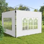 2 Paredes Laterais para Tenda de 3x3 / 3x4 m 295x195 cm Parede de Substituição de Tecido Oxford para Tendas Dobráveis Branco