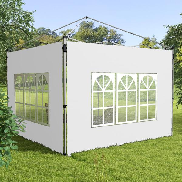 2 Paredes Laterais para Tenda de 3x3 / 3x4 m 295x195 cm Parede de Substituição de Tecido Oxford para Tendas Dobráveis Branco