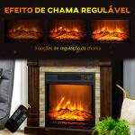 Lareira Elétrica 1800W com Efeito de Chama Realista e Proteção Contra Superaquecimento 80x21,6x67,8 cm Marrom