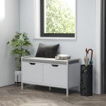 Banco Sapateira para Entrada com Assento Almofadado Amovível para 4 Pares de Sapatos 84x35x50 cm Branco