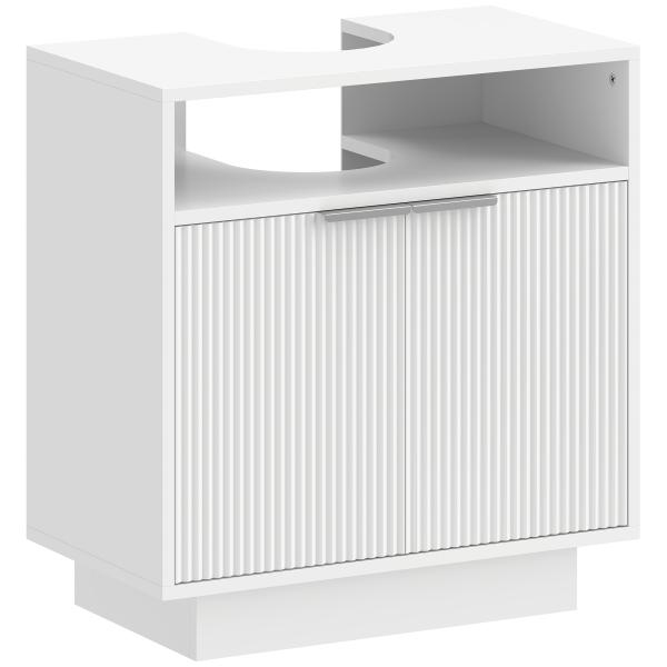 Móvel para Lavatório Pousar com 2 Portas Canaladas para Lavatório com ou sem Pedestal 60x33x63 cm Branco