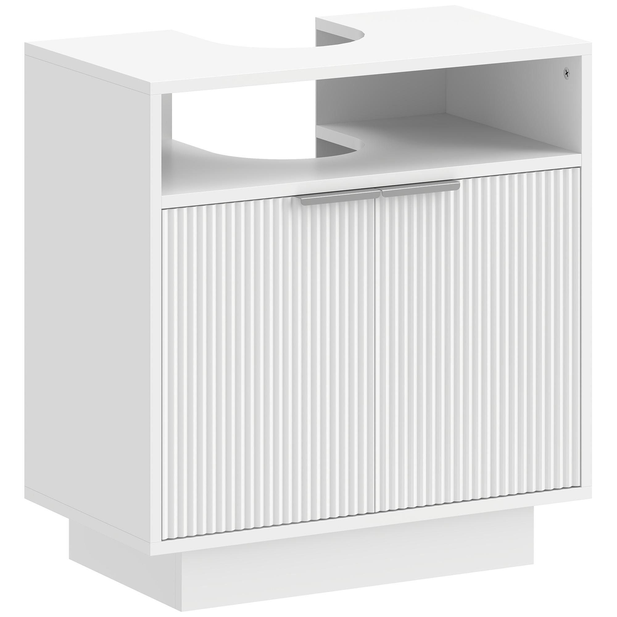 Móvel para Lavatório Pousar com 2 Portas Canaladas para Lavatório com ou sem Pedestal 60x33x63 cm Branco