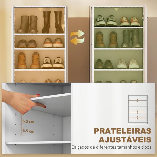 Sapateira Armário para Sapatos Moderno com Prateleiras Ajustáveis para 10 Pares de Sapatos 55x36x108 cm Branco Brilhante
