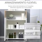 Armário Casa de Banho com 2 Portas e Prateleiras Interiores Ajustáveis Móvel Auxiliar de Madeira Multiuso para Sala de Estar Cozinha Sala de Jantar 60x30x85cm Branco e Madeira Natural