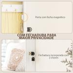 Espelho Joalheiro de Parede Armário para Jóias com Fechadura e Vários Compartimentos para Colares Anéis Pulseiras Branco e Creme