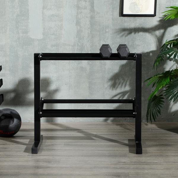 Suporte para Halteres de 2 Níveis Suporte de Armazenamento para Halteres 92,5x50,5x80,5 cm Preto