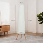 Candeeiro de Pé com Tripé Brilho Ajustável 3 Níveis Interruptor de Pé Pernas de Madeira e Ecrã de Tecido 46x46x153 cm Branco