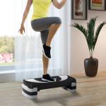 Step para Exercício Aeróbico Plataforma Step com Altura Ajustável em 3 Níveis com Carga Máxima 150kg para Exercício em Academia Casa 80x31x10 - 20cm Preto e Branco