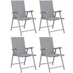 Conjunto de 4 Cadeiras de Campismo Dobráveis Cadeiras de Jardim com Tecido Textilene Respirável 58x62x97 cm Cinza Claro